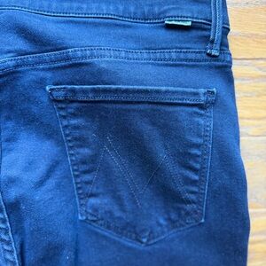 MOTHER The Stunner Zip Two Step Fray Jeans High Rise Skinny Midnight Size 32